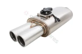 Xforce Oval Body 6" x 10" x 15" (15,24cm x 25,4cm x 38,1cm) Center in/Twin out 3" Flanged Inlet, 3" Twin Double-Wall Tips VMK5-300 - Image 1