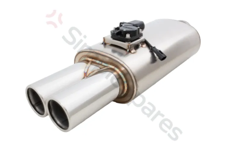 Xforce Oval Body 6" x 10" x 15" (15,24cm x 25,4cm x 38,1cm) Center in/Twin out 3" Flanged Inlet, 3" Twin Double-Wall Tips VMK5-300 - XFO-VMK5-300