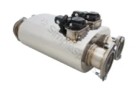 Xforce Round Body 6" x 10" x 16" (15,24cm x 25,4cm x 40,64cm) Twin in/Twin out 3" Twin Flanged Inlet, 3" Twin Flanged Outlet VMK31-300 - Image 1